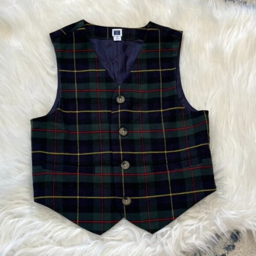 Janie and Jack Boys Plaid Vest in Navy, Green, Red